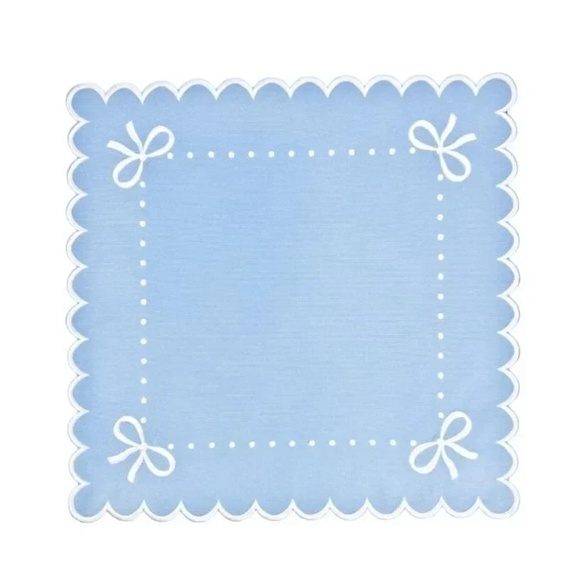 Juliet Bows Cotton Napkin in Blue (Set of 4) - The Mayfair Hall