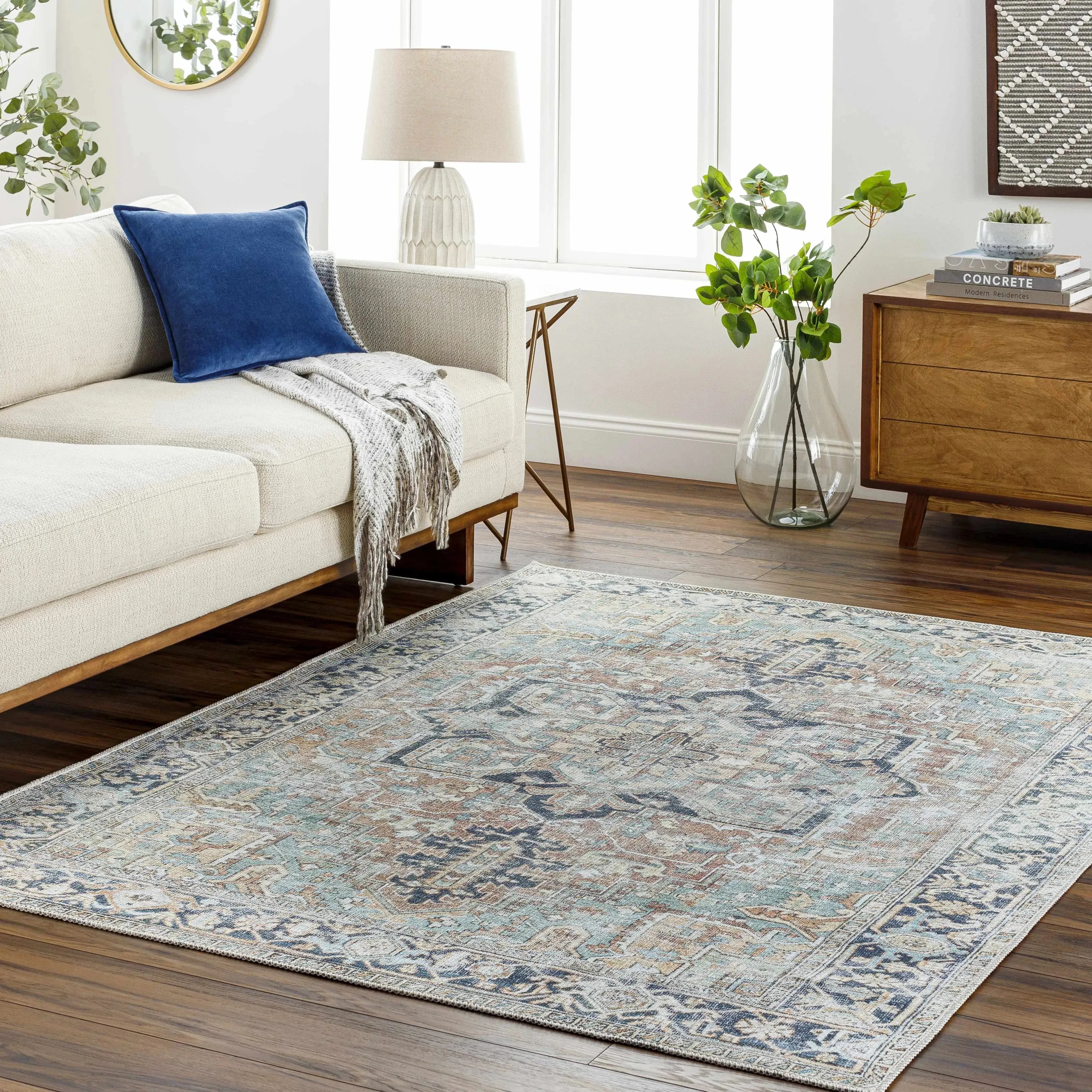 Nisa Vintage Washable Area Rug - The Mayfair Hall