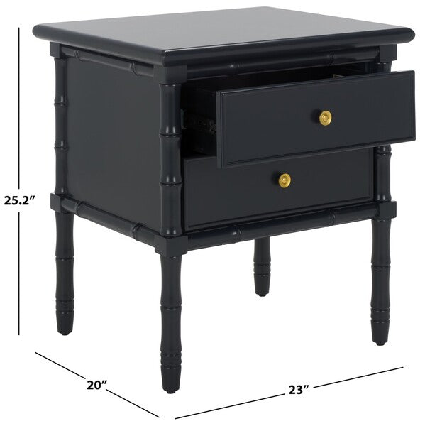 Niah 2 Drawer Nightstand in Black