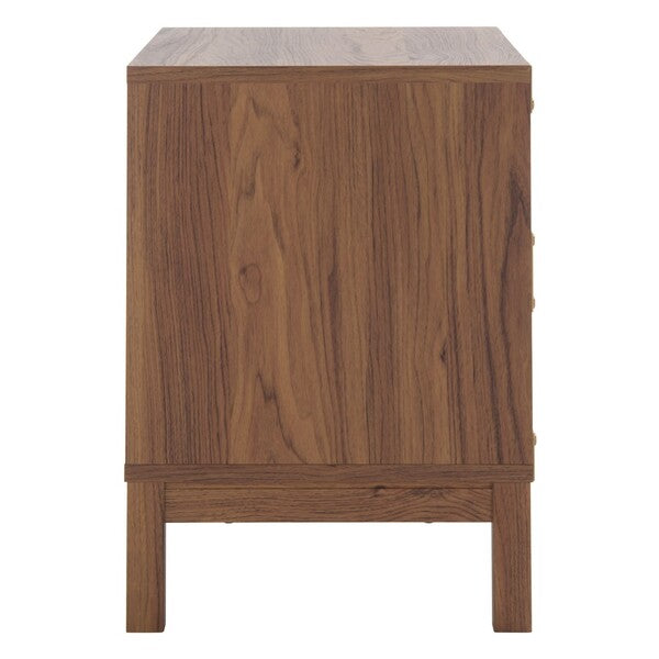 Galio 2 Drawer Nightstand in Walnut with Gold Ring Pulls