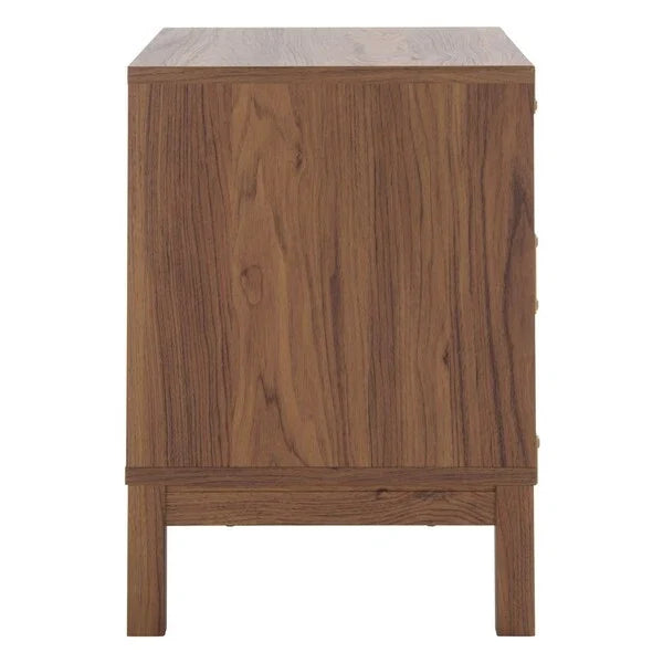 Galio 2 Drawer Nightstand in Walnut with Gold Ring Pulls