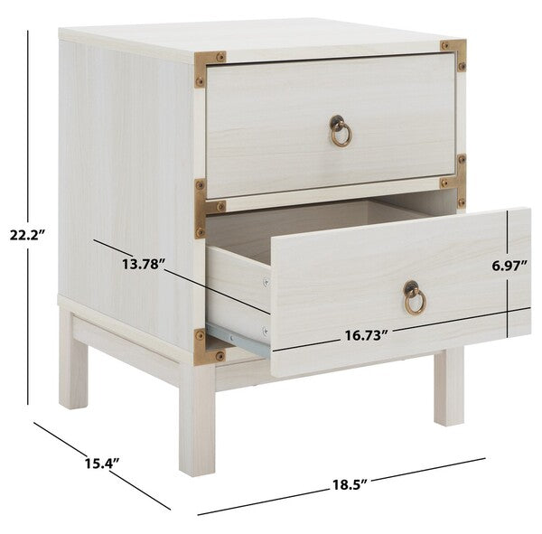 Galio 2 Drawer Nightstand in Bleached White