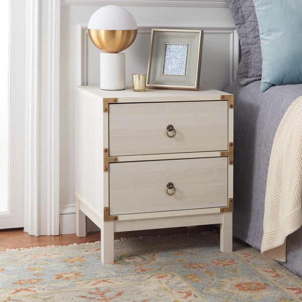 Galio 2 Drawer Nightstand in Bleached White