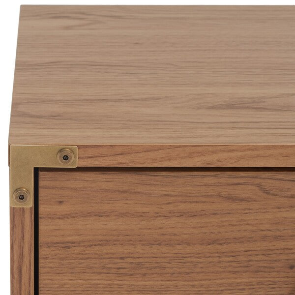 Galio 2 Drawer Nightstand in Oak with Gold Ring Pulls