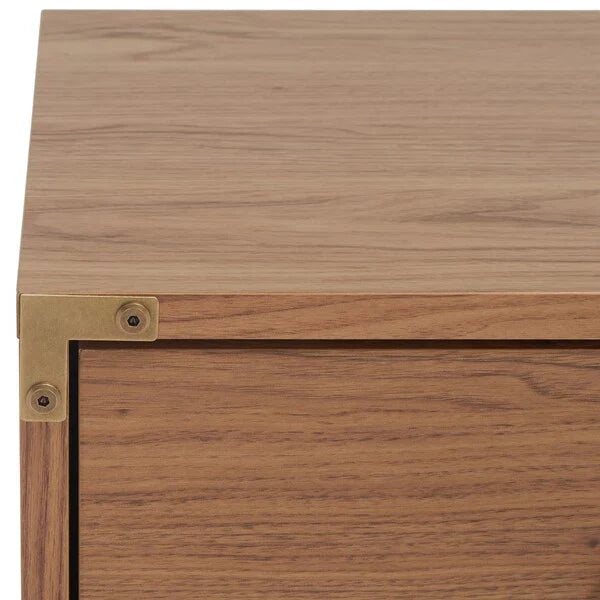 Galio 2 Drawer Nightstand in Oak with Gold Ring Pulls