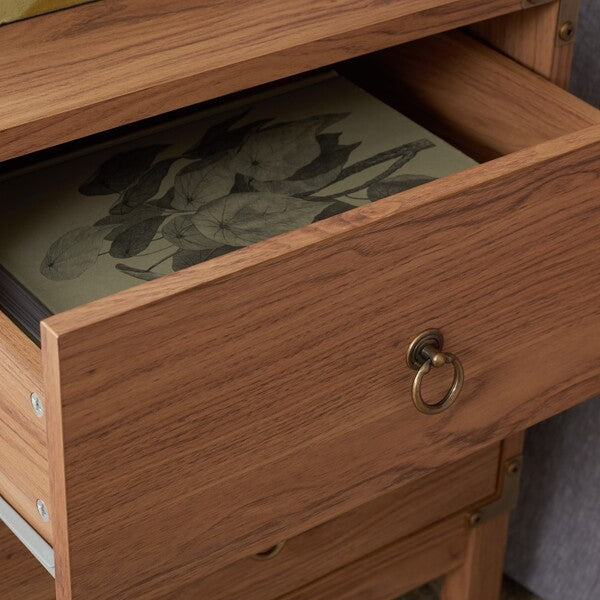 Galio 2 Drawer Nightstand in Oak with Gold Ring Pulls