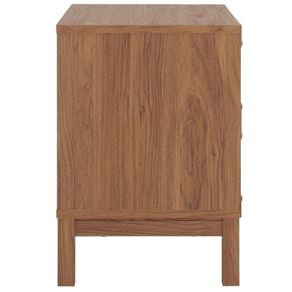Galio 2 Drawer Nightstand in Oak with Gold Ring Pulls