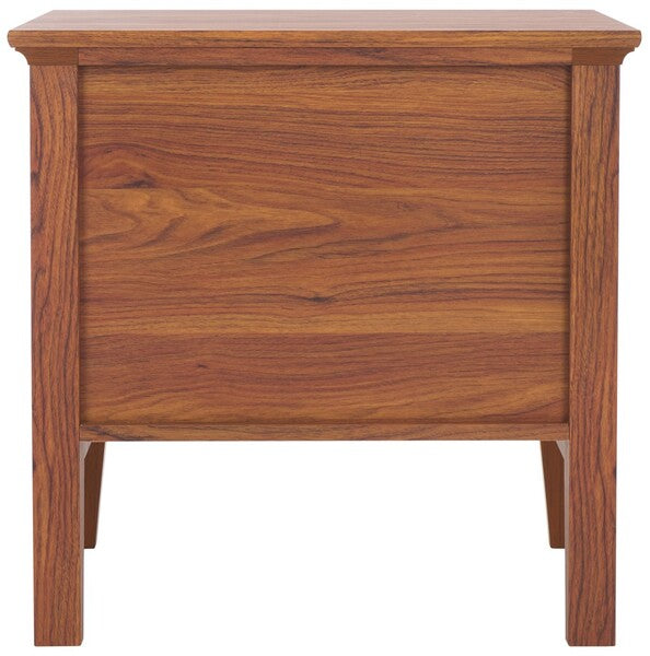Sondra Wood Drawer & Shelf Nightstand in Walnut with Gold Knob