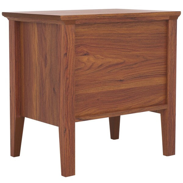 Sondra Wood Drawer & Shelf Nightstand in Walnut with Gold Knob