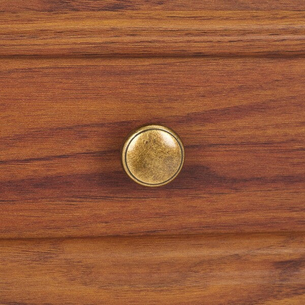 Sondra Wood Drawer & Shelf Nightstand in Walnut with Gold Knob