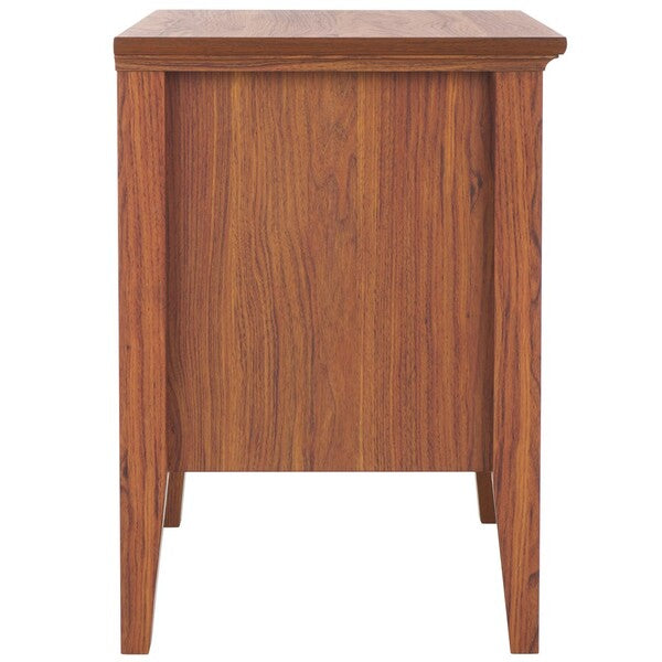Sondra Wood Drawer & Shelf Nightstand in Walnut with Gold Knob