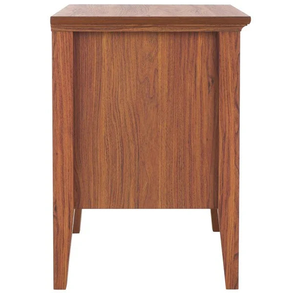 Sondra Wood Drawer & Shelf Nightstand in Walnut with Gold Knob