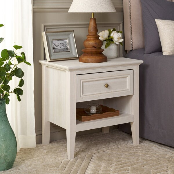 Sondra 1 Drawer 1 Shelf Nighstand in Bleached White