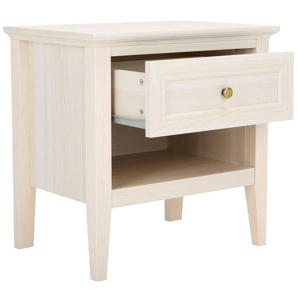Sondra 1 Drawer 1 Shelf Nighstand in Bleached White