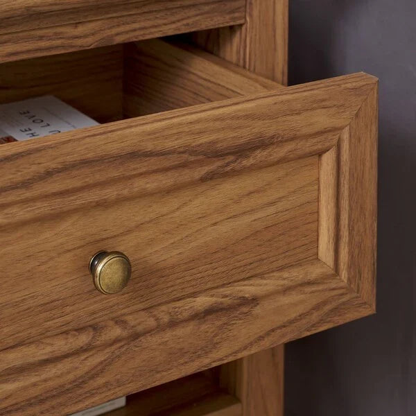 Sondra Wood Nighstand in Oak with Drawer and Shelf