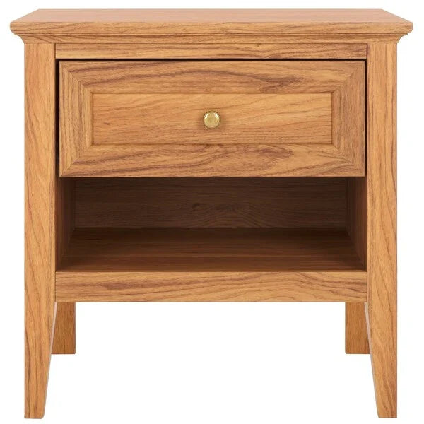Sondra Wood Nighstand in Oak with Drawer and Shelf