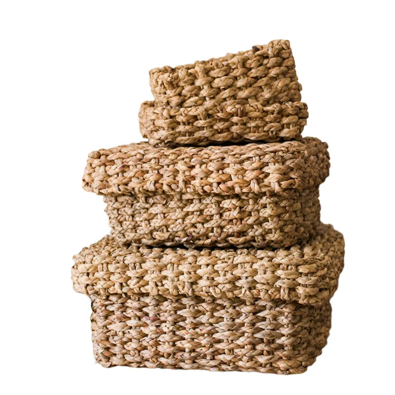 Organic Straw Organizer Storage with Lid - The Mayfair Hall
