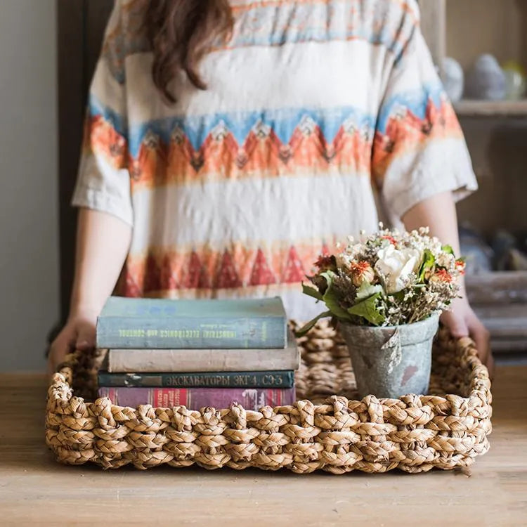 Organic Straw Organizer Storage with Lid - The Mayfair Hall