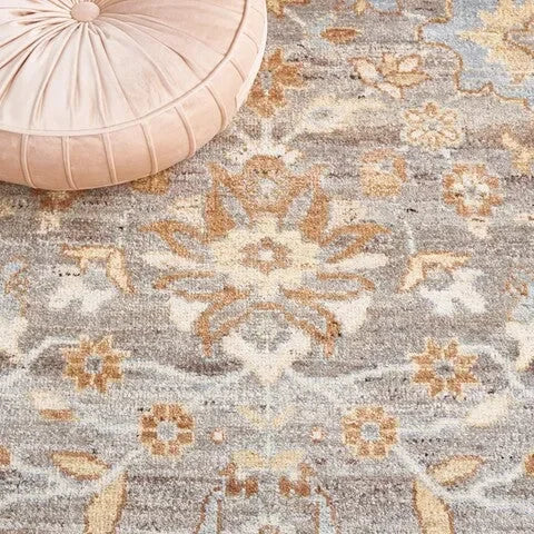 Oushak Wool Rug in Gray and Ivory - The Mayfair Hall
