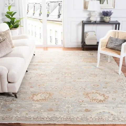 Oushak Wool Rug in Gray and Ivory - The Mayfair Hall