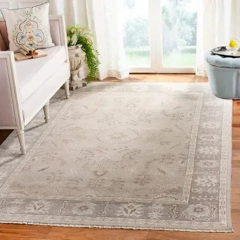 Oushak Wool Rug in Beige - The Mayfair Hall