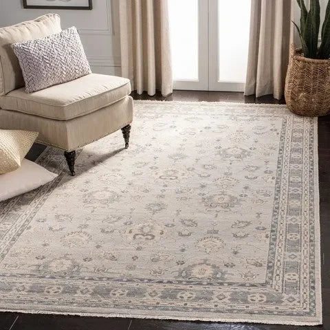 Oushak Wool Rug in Silver - The Mayfair Hall