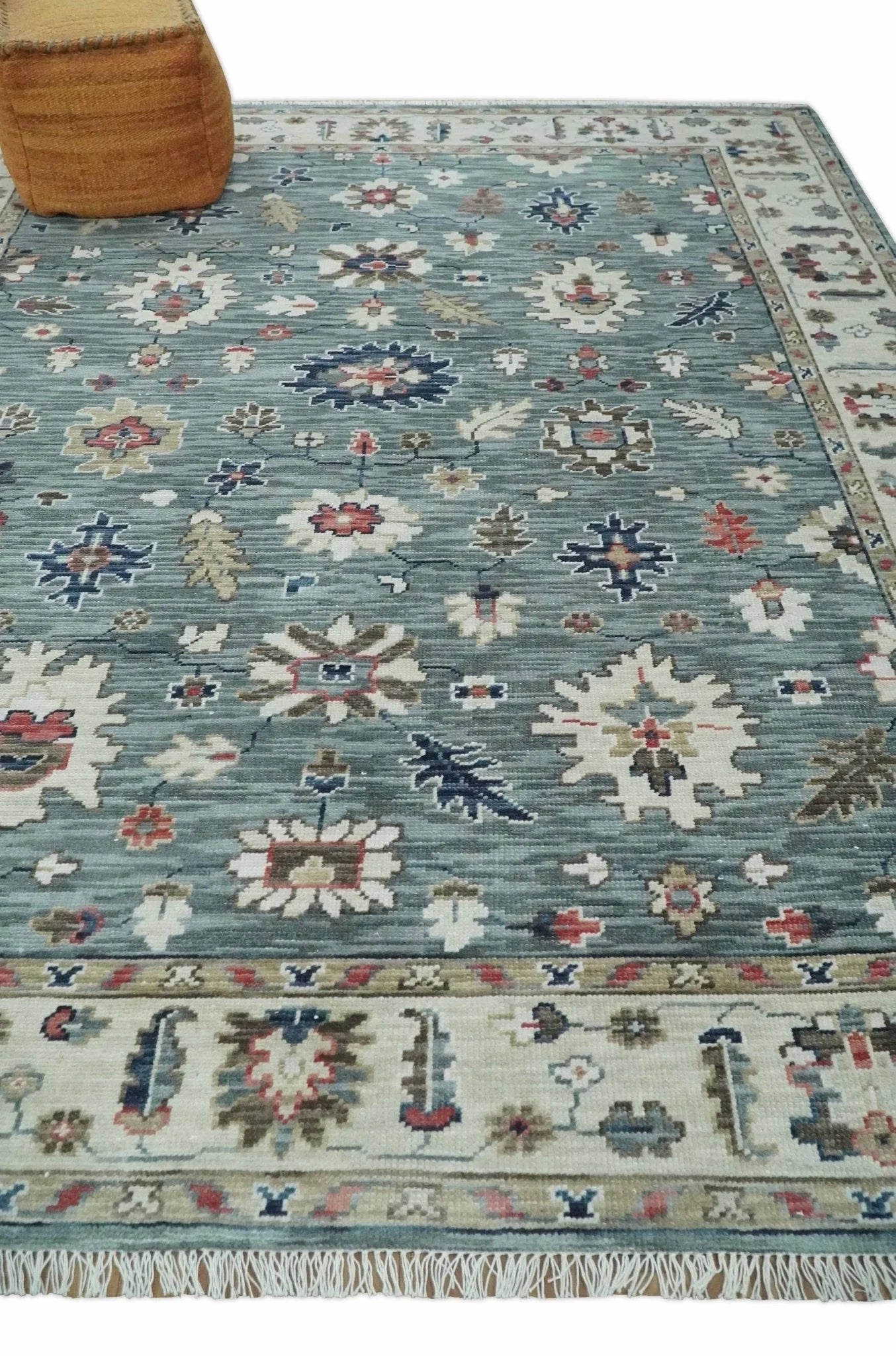 Oushak Gray Silver, Ivory and Beige 3x5, 4x6, 5x8, 6x9, 8x10 and 9x12 Hand Knotted Traditional Antique Persian Wool Area Rug | TRD2803 - The Rug Decor