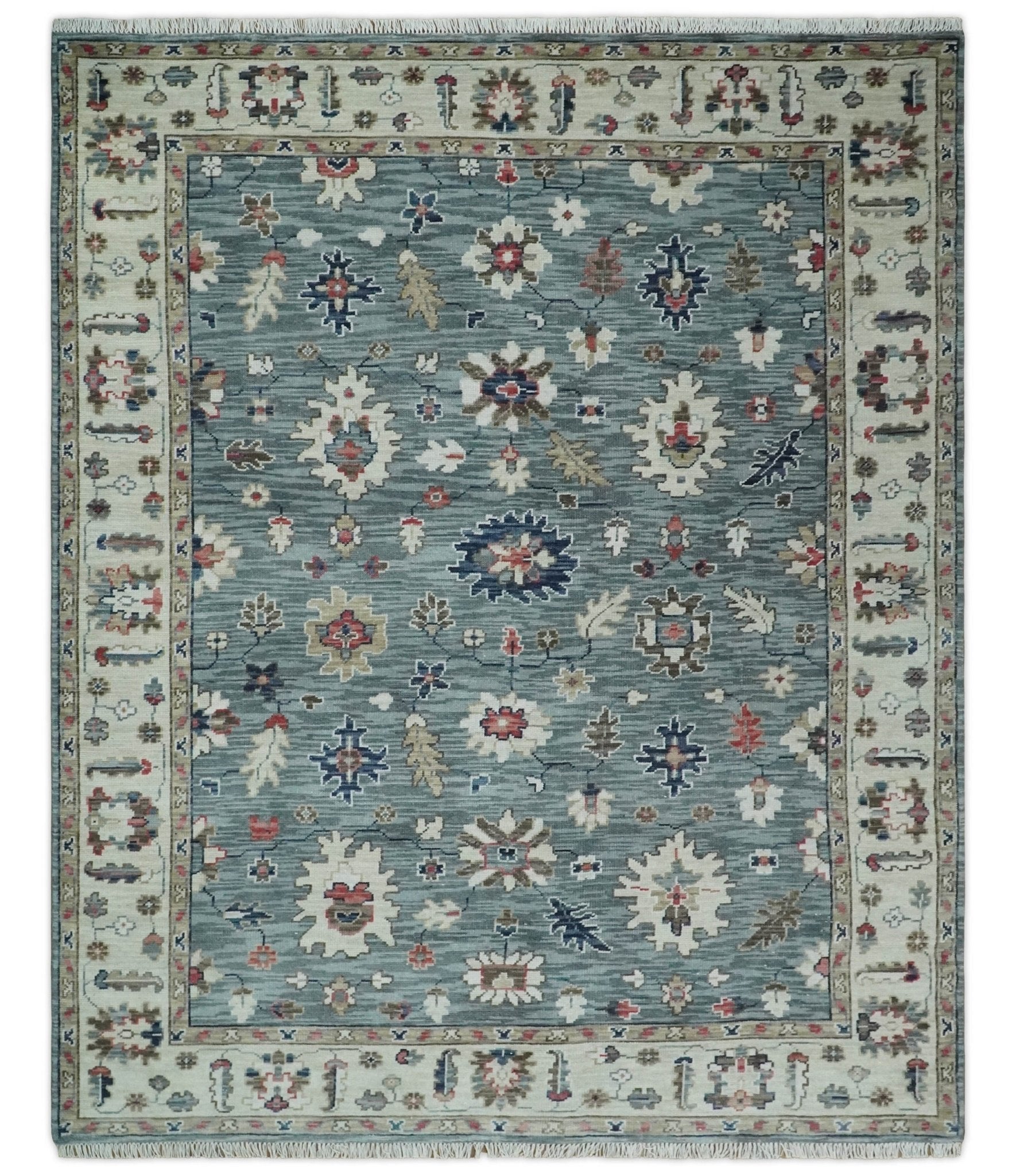 Oushak Gray Silver, Ivory and Beige 3x5, 4x6, 5x8, 6x9, 8x10 and 9x12 Hand Knotted Traditional Antique Persian Wool Area Rug | TRD2803 - The Rug Decor