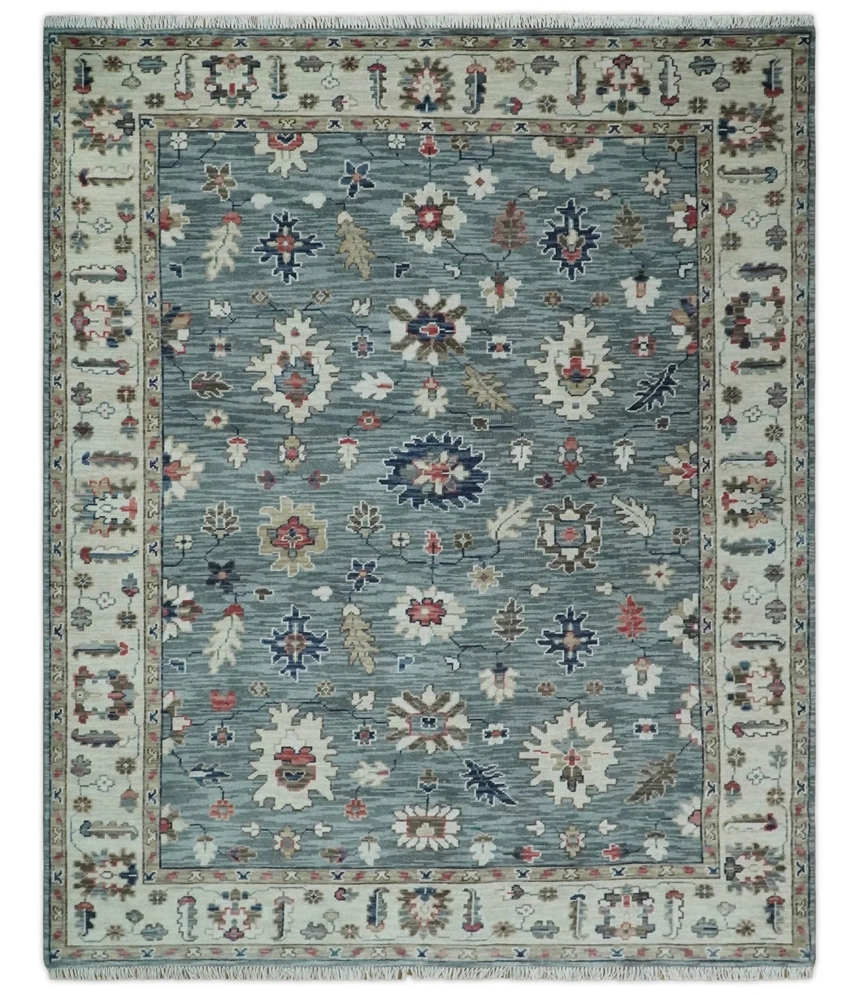 Oushak Gray Silver, Ivory and Beige 3x5, 4x6, 5x8, 6x9, 8x10 and 9x12 Hand Knotted Traditional Antique Persian Wool Area Rug | TRD2803 - The Rug Decor