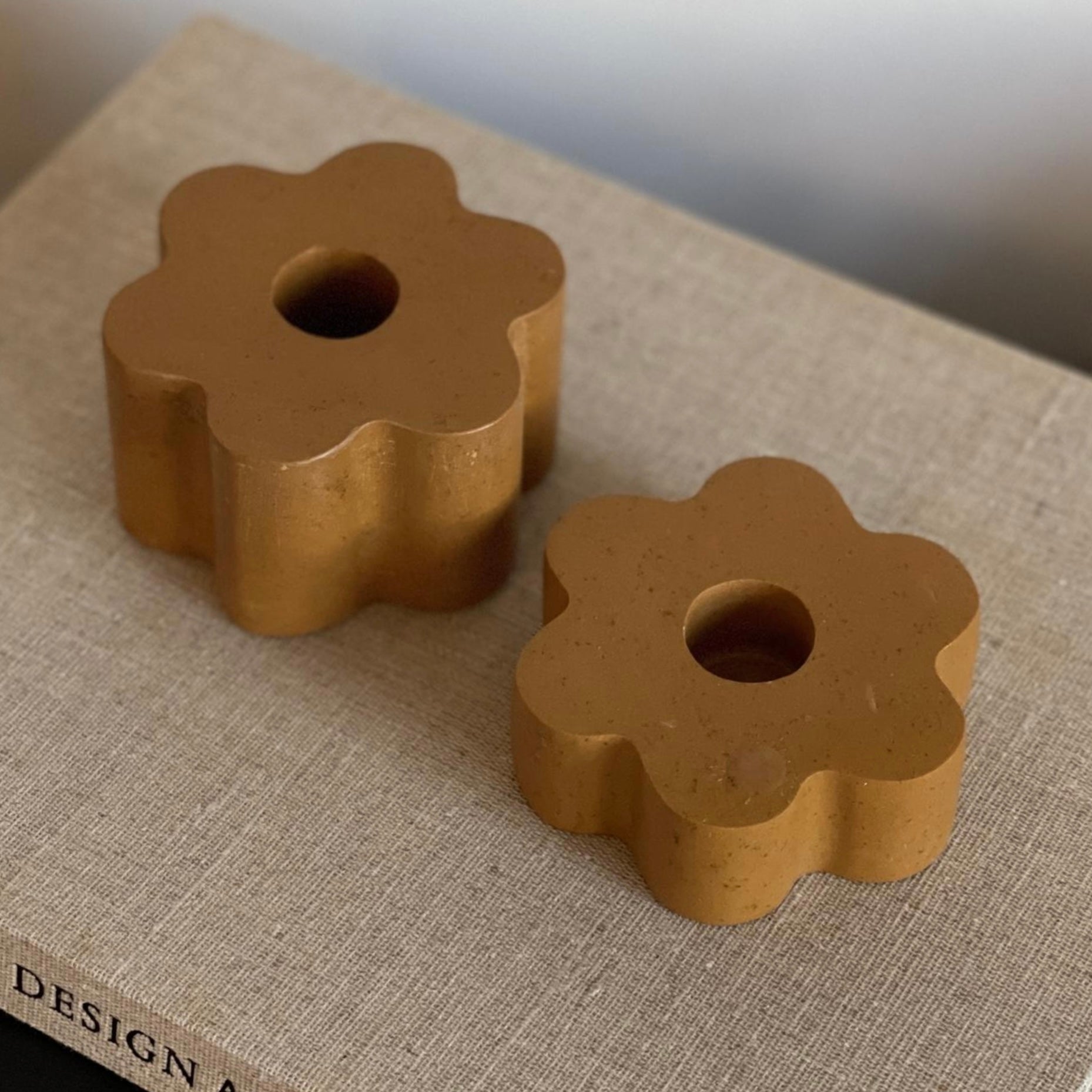 Bud Stone Candlestick Holder in Honeycomb (Set of 2)