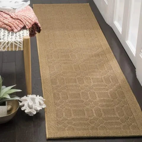 Palm Beach Sisal and Jute Rug in Maize with Geometric Square Pattern - The Mayfair Hall