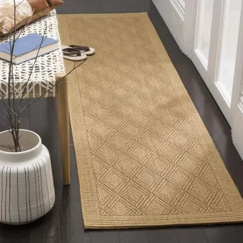 Palm Beach Sisal and Jute Rug in Maize with Geometric Pattern - The Mayfair Hall