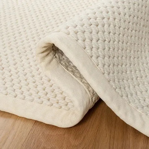 Palm Beach Wool and Sisal Rug in Ivory with Woven Pattern - The Mayfair Hall