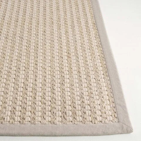 Palm Beach Wool and Sisal Rug in Ivory with Boucle Weave Pattern - The Mayfair Hall