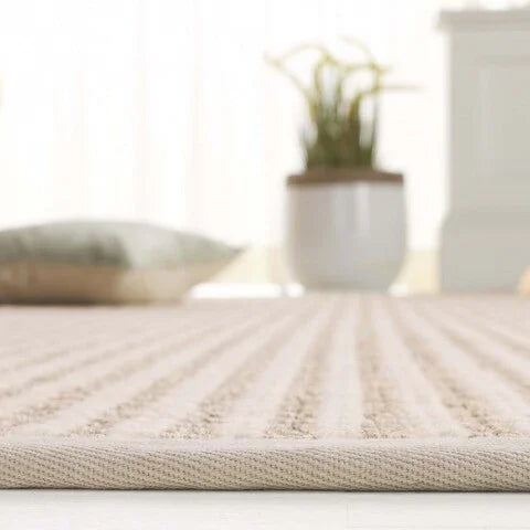 Palm Beach Wool and Sisal Rug in Ivory with Boucle Weave Pattern - The Mayfair Hall