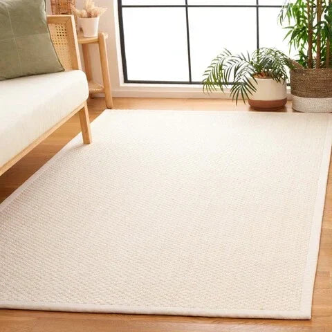 Palm Beach Wool Rug in Ivory Geometric Pattern - The Mayfair Hall