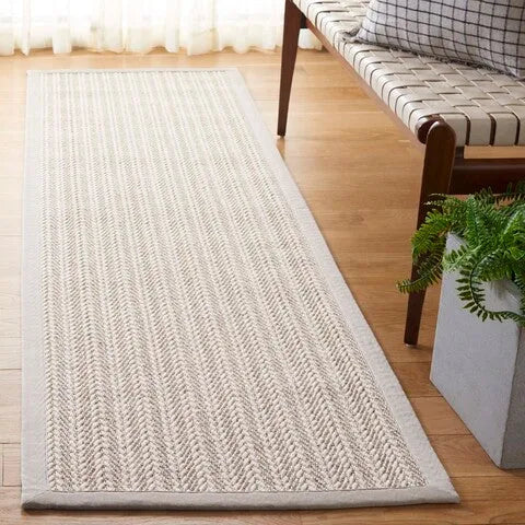 Palm Beach Wool and Sisal Rug in Ivory with Woven Pattern - The Mayfair Hall