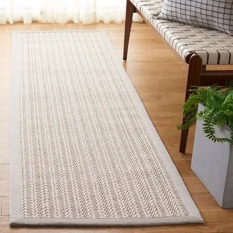 Palm Beach Wool and Sisal Rug in Ivory with Woven Pattern - The Mayfair Hall