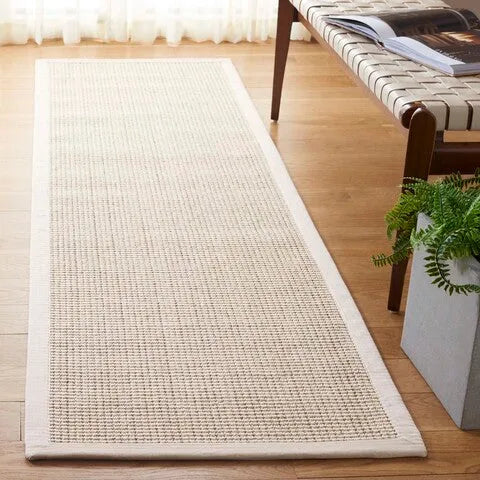 Palm Beach Wool and Sisal Rug in Ivory with Grid-Like Pattern - The Mayfair Hall