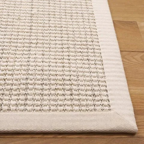Palm Beach Wool and Sisal Rug in Ivory with Grid-Like Pattern - The Mayfair Hall