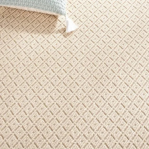 Palm Beach Wool and Jute Rug in Ivory with Lattice Pattern - The Mayfair Hall
