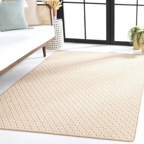 Palm Beach Wool and Jute Rug in Ivory with Lattice Pattern - The Mayfair Hall