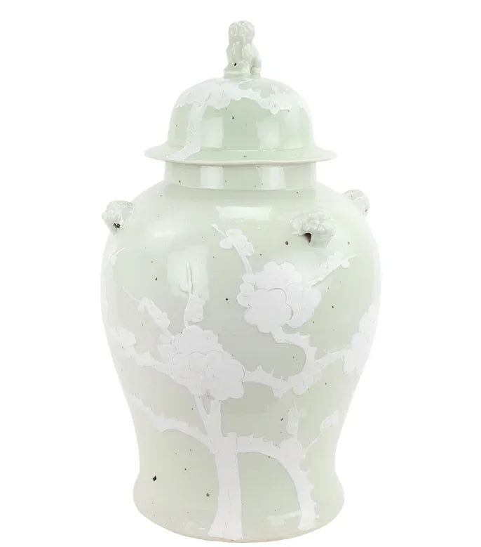 PASTEL PALE GREEN CHERRY BLOSSOM JAR - The Mayfair Hall