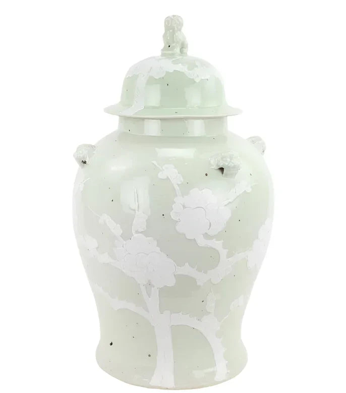 PASTEL PALE GREEN CHERRY BLOSSOM JAR - The Mayfair Hall