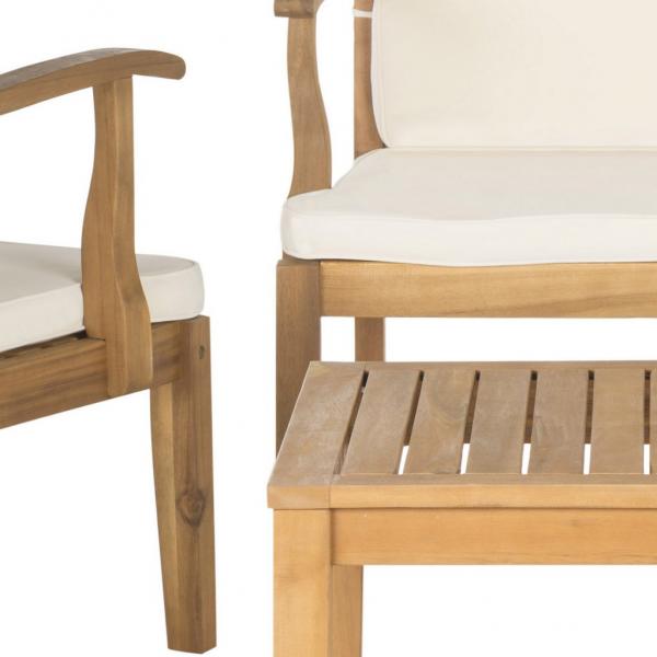 Bradbury 4 Piece Outdoor Living Set in Natural with Beige Cushion