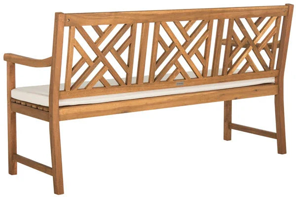 Bradbury 3 Seat Acacia Bench in Natural with Beige Cushion