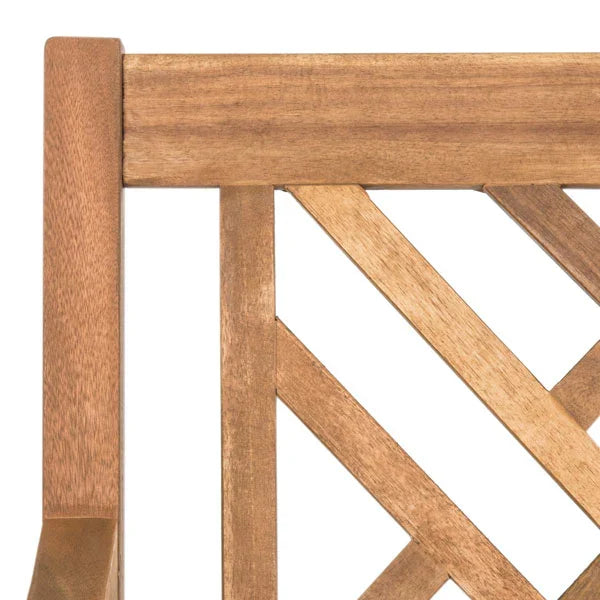 Bradbury 3 Seat Acacia Bench in Natural with Beige Cushion