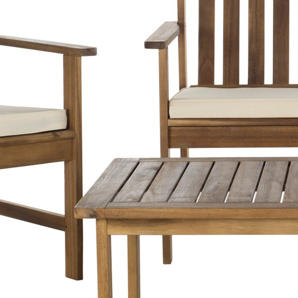 Burbank 4 Piece Patio Set in Natural with Beige Seat Cushion