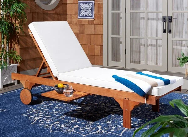 Newport Outdoor Lounge Chair in Natural with Beige Cushion