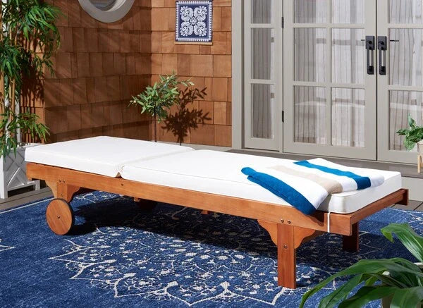 Newport Outdoor Lounge Chair in Natural with Beige Cushion